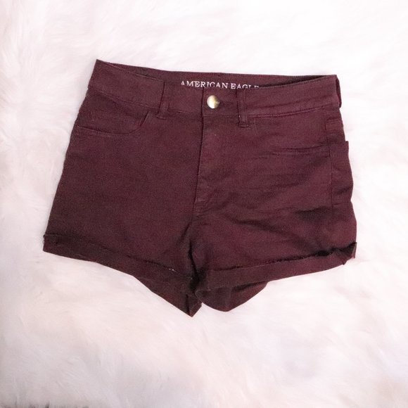 American Eagle Outfitters Pants - American Eagle | Hi Rise Shortie Burgundy Jean Shorts 6